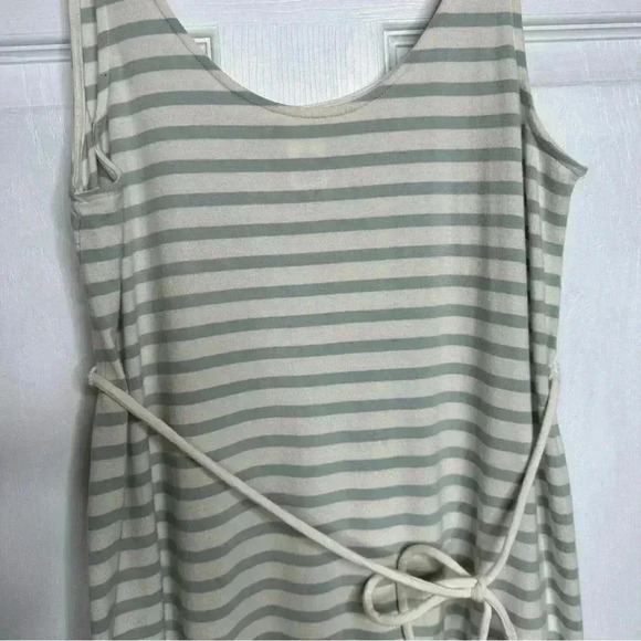 H&M Mama Calf Length Cotton Maternity Dress White & Mint Green  Striped Sz Small - Picture 2 of 16